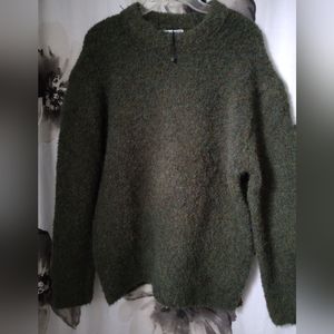 Zara Very Pretty Multi Colored Green with Blue Chennel Stretch and Wool Sweater.